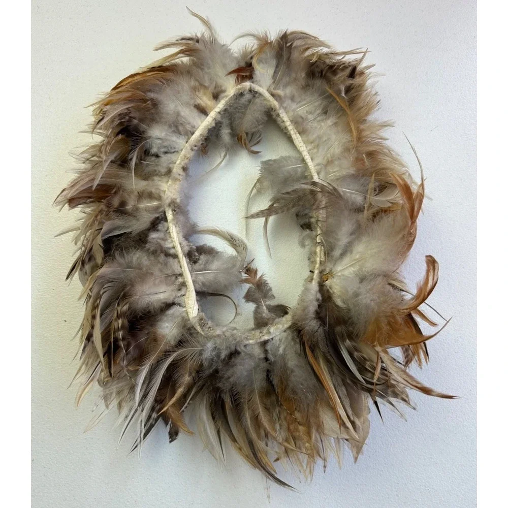 Vtg Pheasant Feather Natural Wreath Fall Rustic Decor Hat‎ Band Hair Boho Whimsy